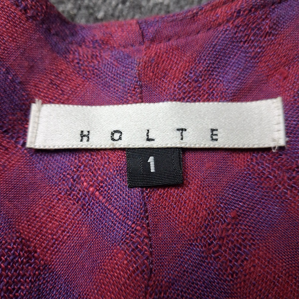 Holte Purple Red Plaid Two Piece Set V-Neck Top Midi Skirt Raw Hem Size‎ 1 - Picture 3 of 13